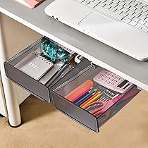 Amazon.co.jp: 机下 デスク下 収納ボックス 引き出し 取り付け式